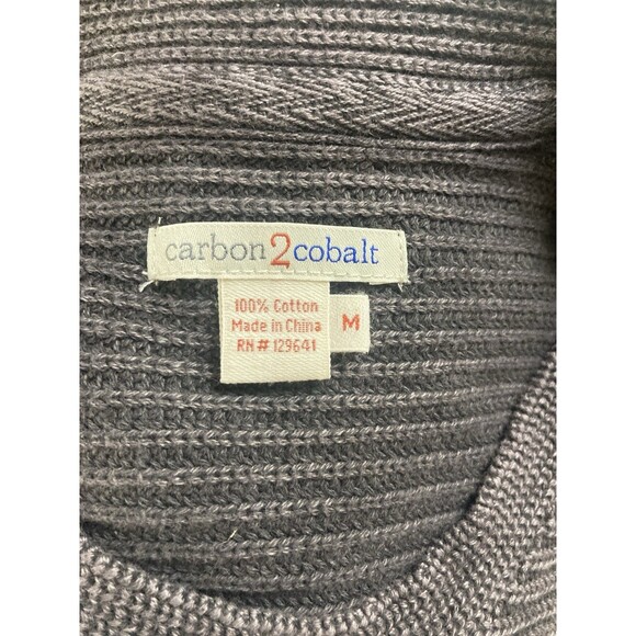 Carbon 2 Cobalt Sweater Crewneck Mens Rib Knit Gray Pullover Heavy M - Picture 7 of 7